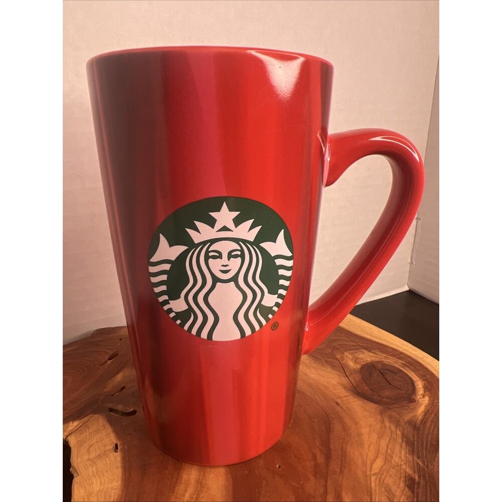 Starbucks Logo Red Pink Stripes Tall Ceramic Coffee Mug 16 oz 2022 Venti